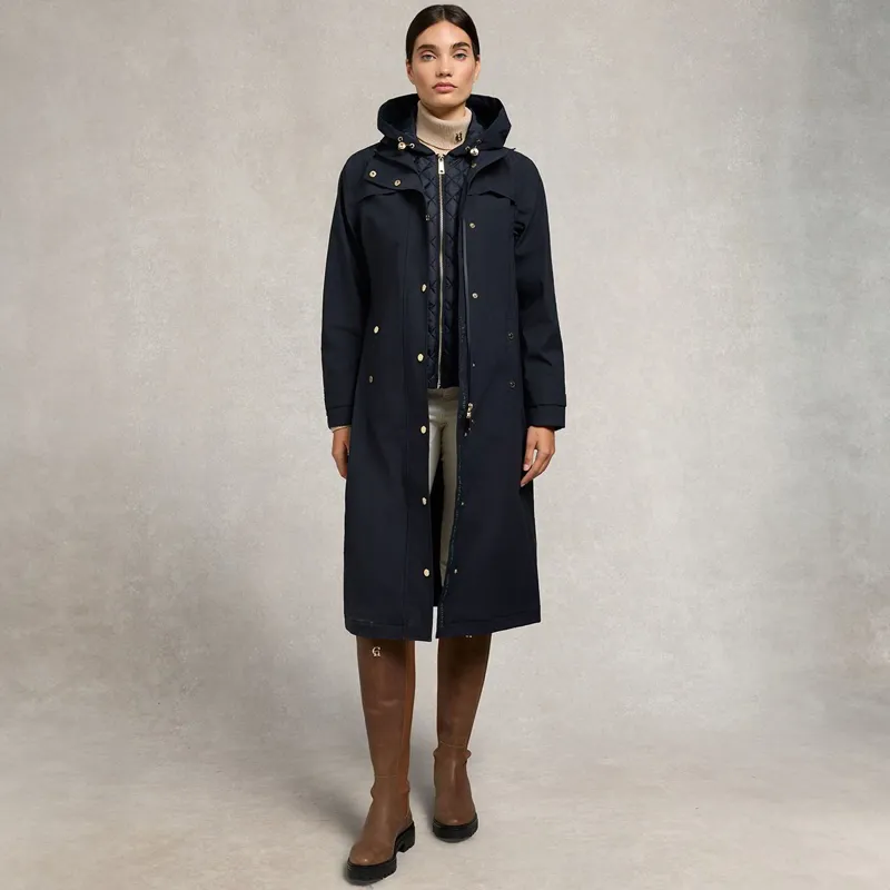 Holland Cooper Folgate Women's Long Waterproof Rain Coat - Ink Navy-6