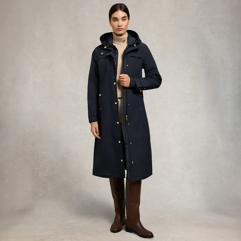 Holland Cooper Folgate Women's Long Waterproof Rain Coat - Ink Navy-1