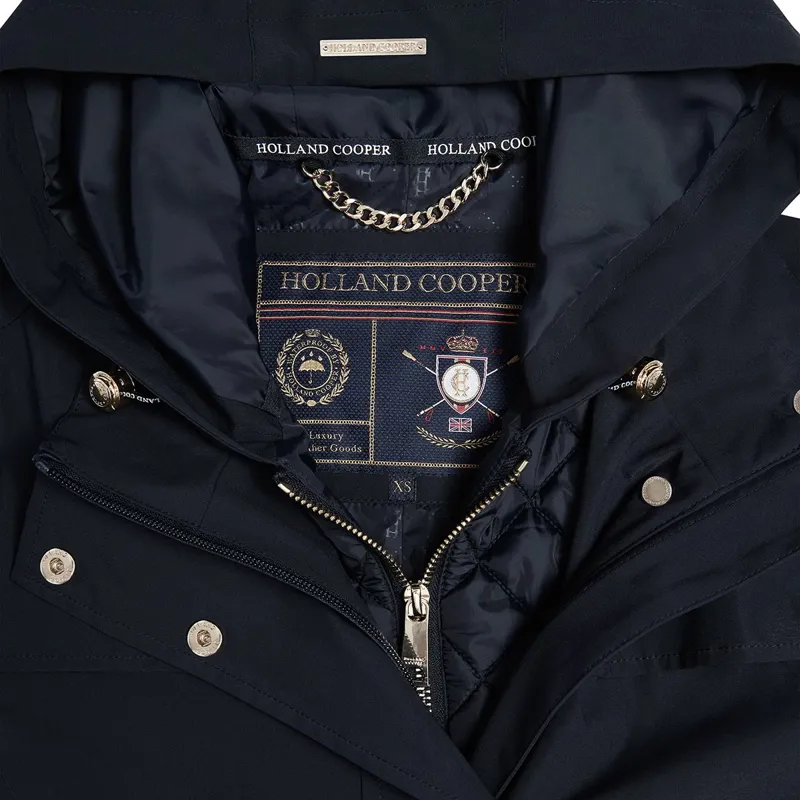 Holland Cooper Folgate Women's Long Waterproof Rain Coat - Ink Navy-2