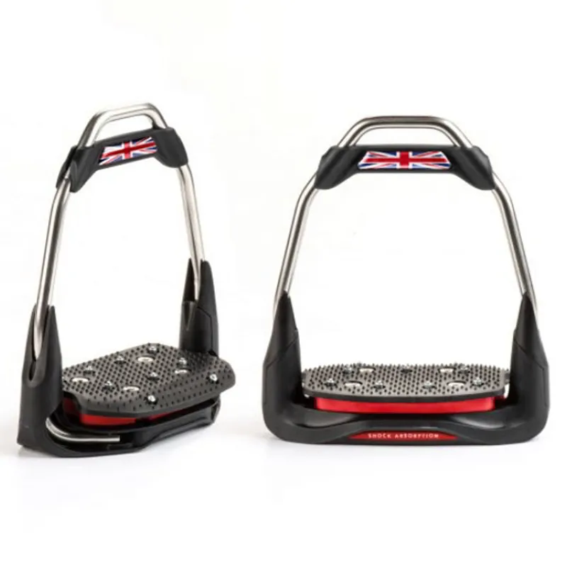 Freejump AirS Stirrups - Black/Black/Red/UK Flag