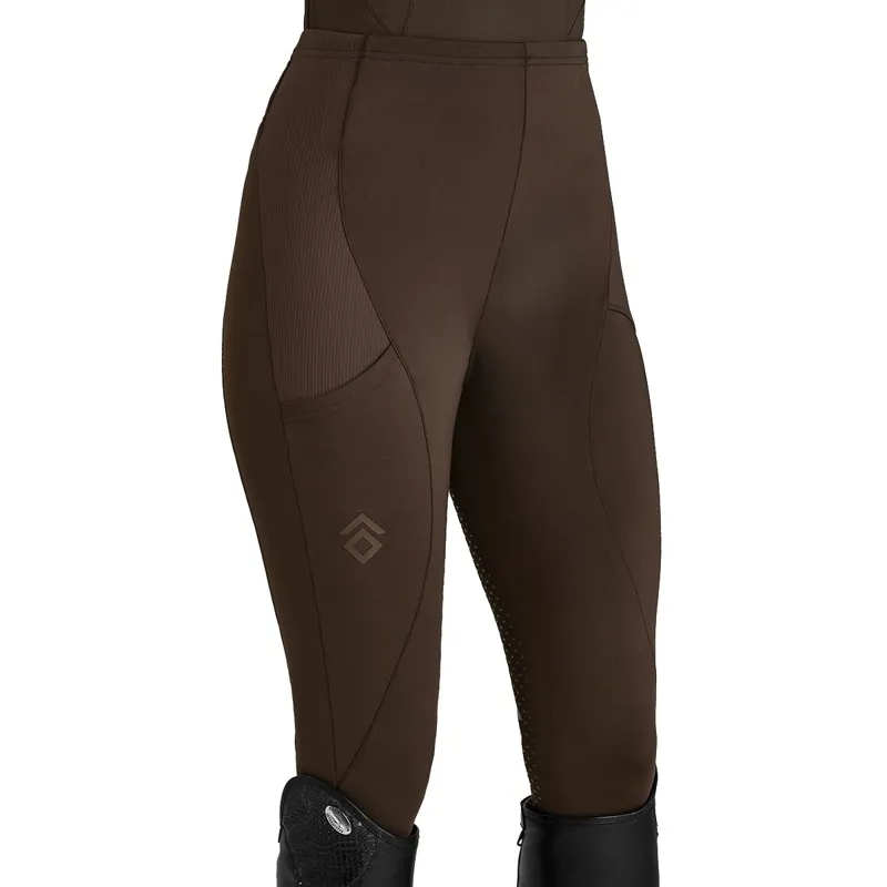 Aztec Diamond Core Full Grip Ladies Riding Tights - Mocha