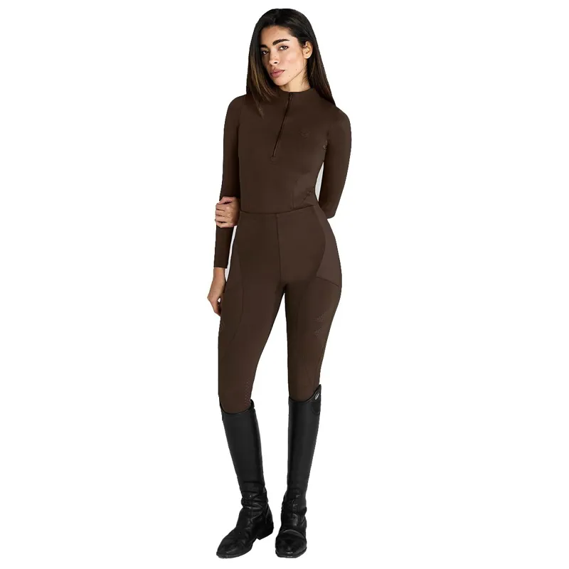 Aztec Diamond Core Full Grip Ladies Riding Tights - Mocha-5