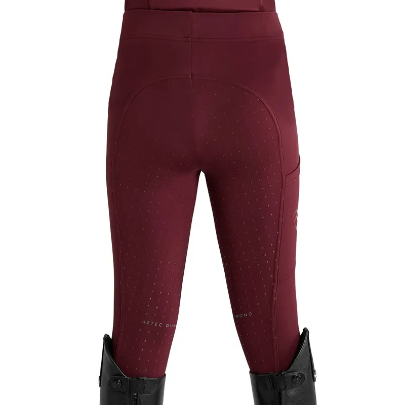 Aztec Diamond Young Rider Full Grip Junior Riding Tights - Cherry-5