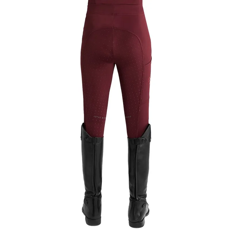 Aztec Diamond Young Rider Full Grip Junior Riding Tights - Cherry-4