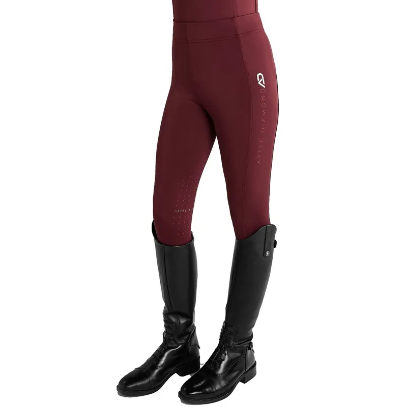 Aztec Diamond Young Rider Full Grip Junior Riding Tights - Cherry