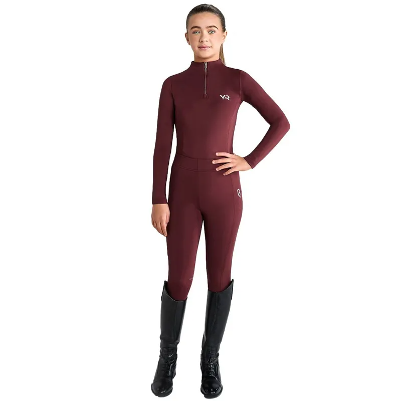 Aztec Diamond Young Rider Full Grip Junior Riding Tights - Cherry-2