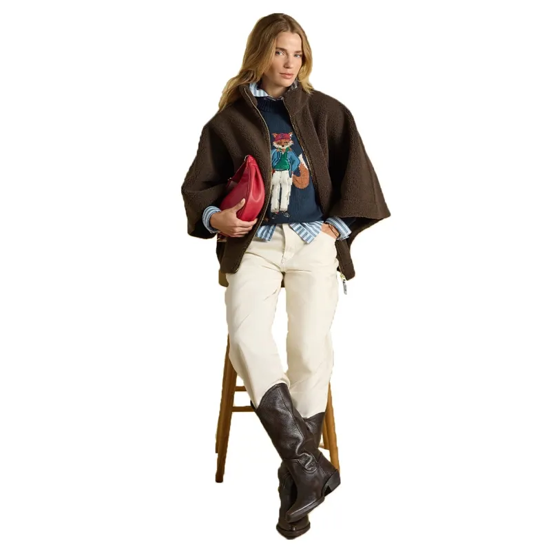 Joules Chunky Fleece Women's Cape - Chocolate Brown-5