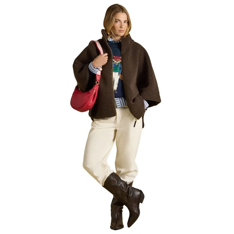 Joules Chunky Fleece Women's Cape - Chocolate Brown-6