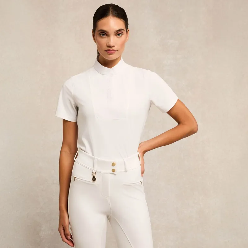 Holland Cooper Gatcombe Ladies Short Sleeve Show Shirt - White-8