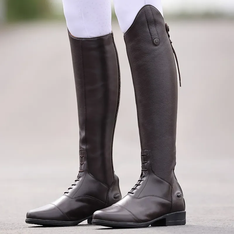 Moretta Gianna Tall Riding Boots - Short Height - Brown-10