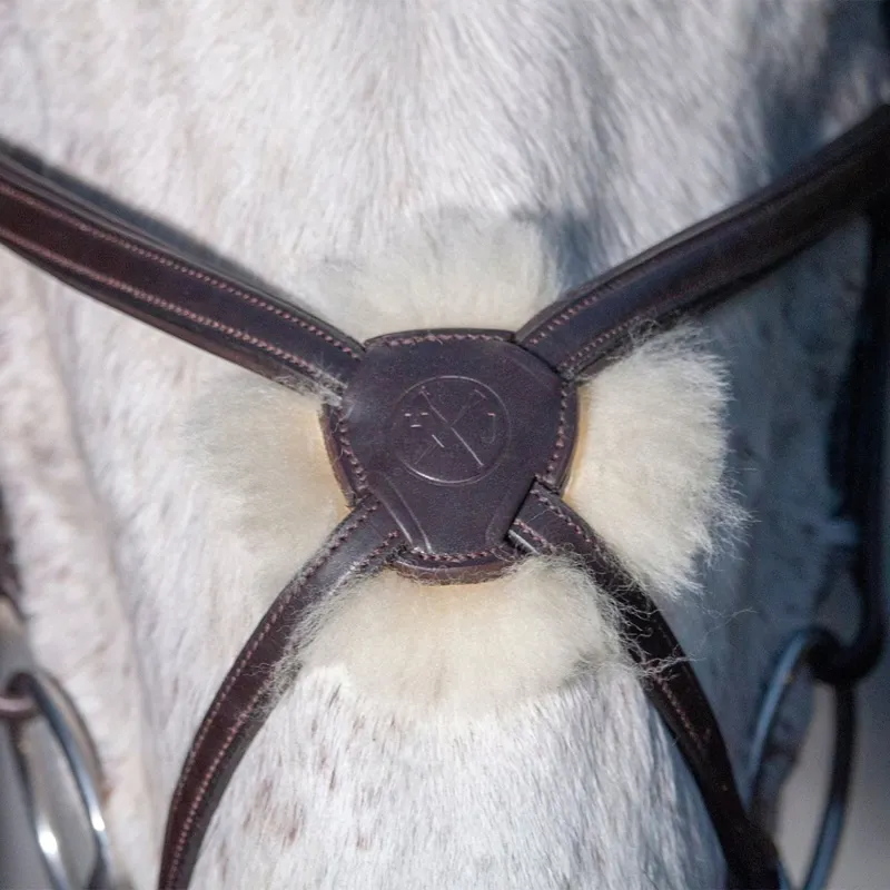 Henry James Sheepskin Figure 8 Noseband - Havana Brown-1