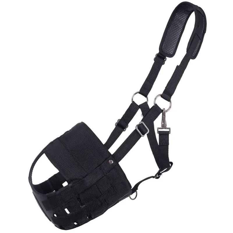 QHP Grazing Muzzle with Nostril Holes - Black-1