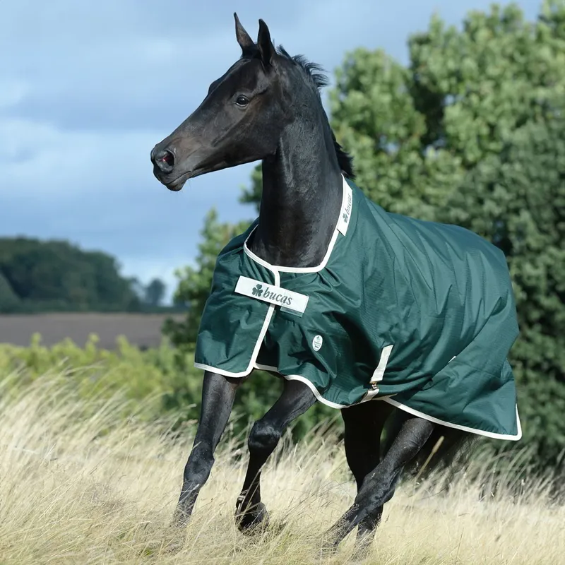 Bucas Greenline 300g Standard Neck Turnout Blanket - Green/Cream-12