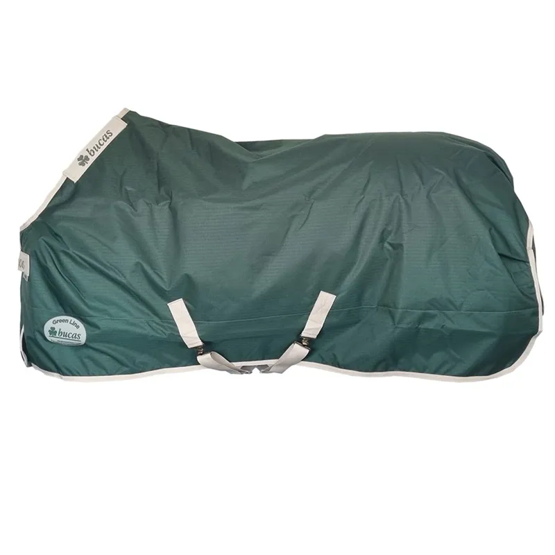 Bucas Greenline 300g Standard Neck Turnout Blanket - Green/Cream-11