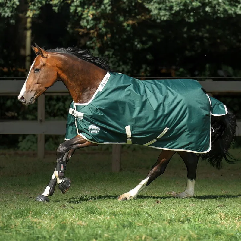 Bucas Greenline 300g Standard Neck Turnout Blanket - Green/Cream-10