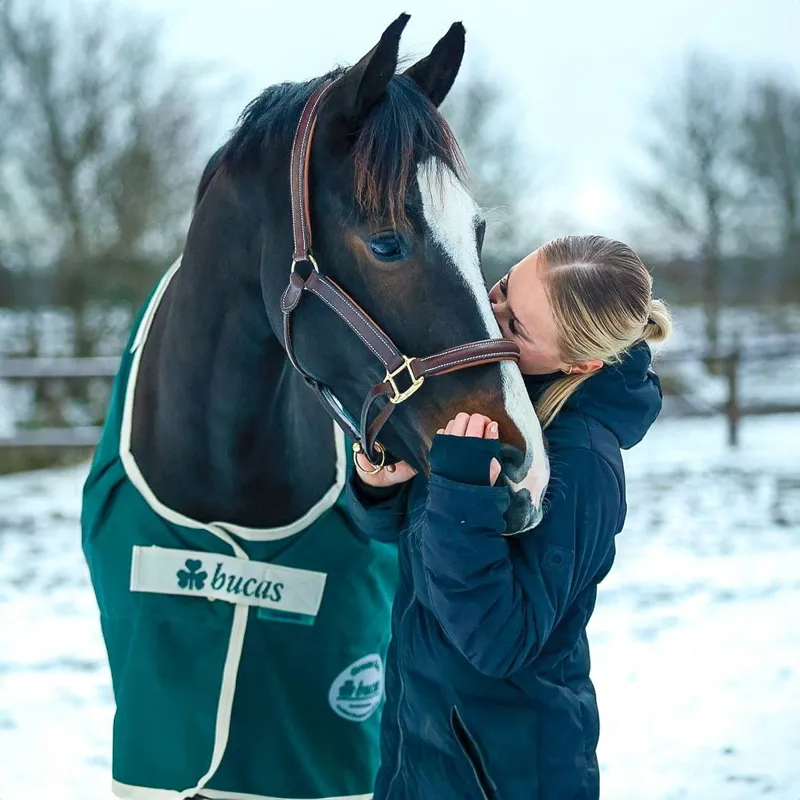 Bucas Greenline 300g Standard Neck Turnout Blanket - Green/Cream-8