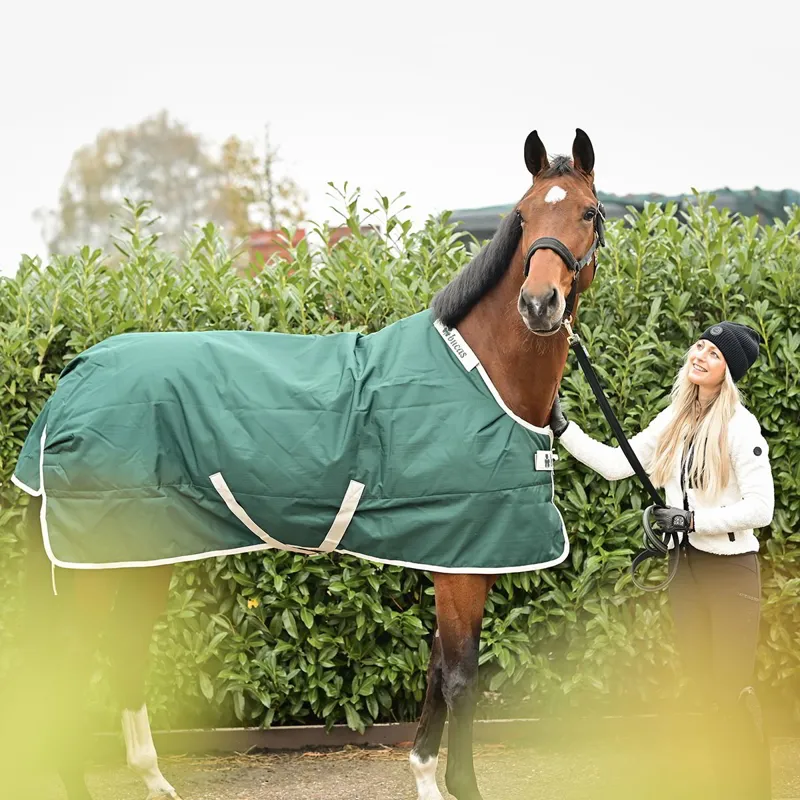 Bucas Greenline 300g Standard Neck Turnout Blanket - Green/Cream-6