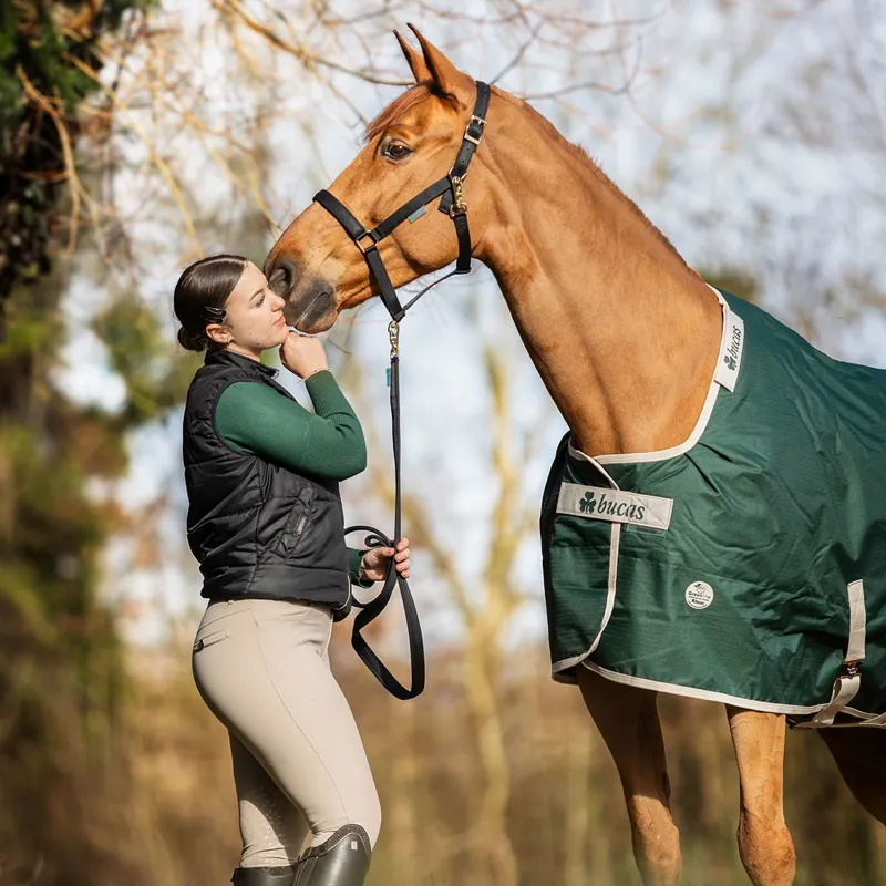 Bucas Greenline 300g Standard Neck Turnout Blanket - Green/Cream-5