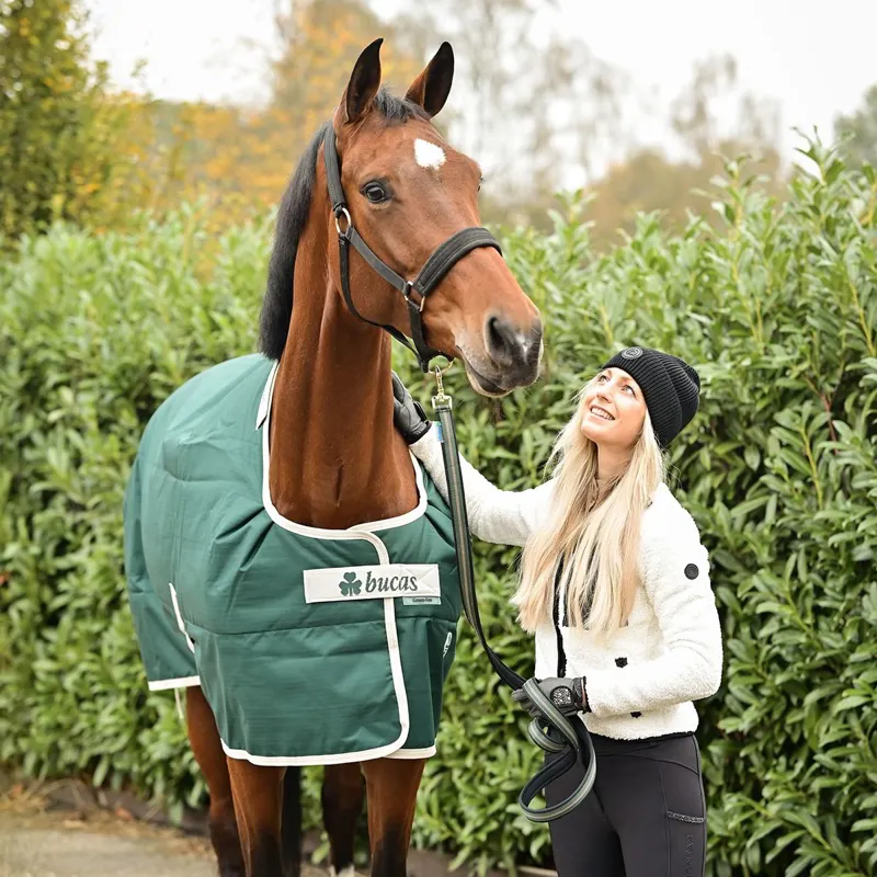 Bucas Greenline 300g Standard Neck Turnout Blanket - Green/Cream-4