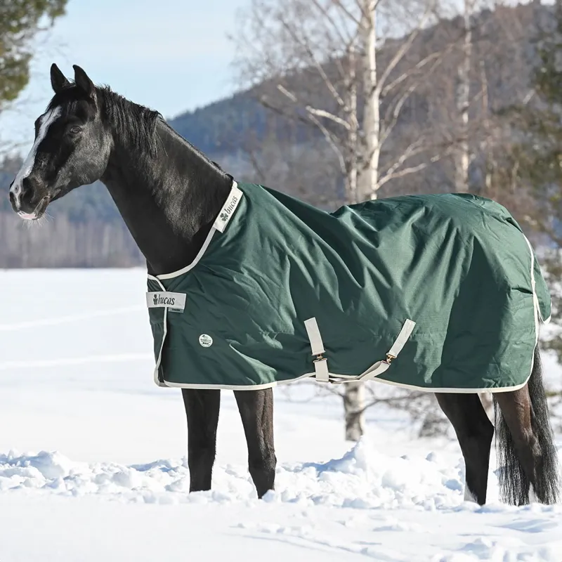 Bucas Greenline 300g Standard Neck Turnout Blanket - Green/Cream-2