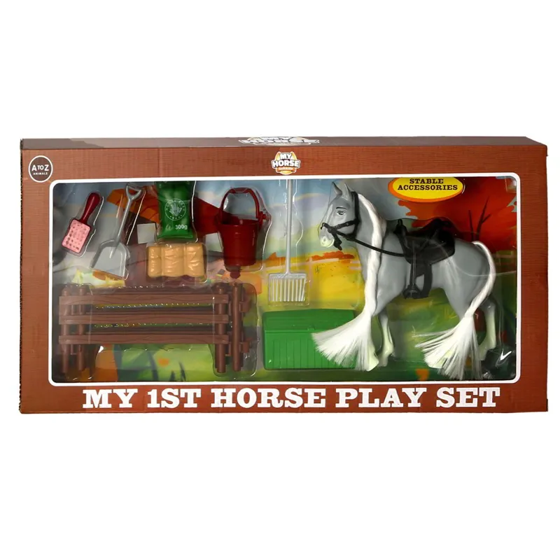 Platinum Large Horse and Stable Set - Grey
