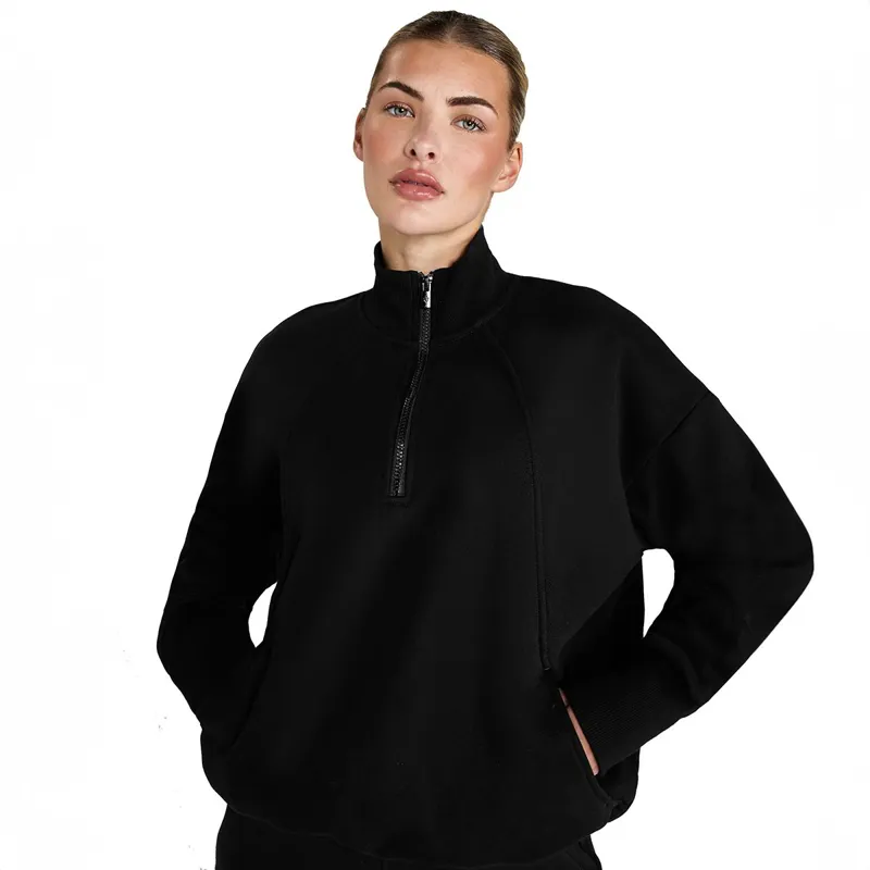 Aztec Diamond Premium Half Zip Women's Sweater - Black