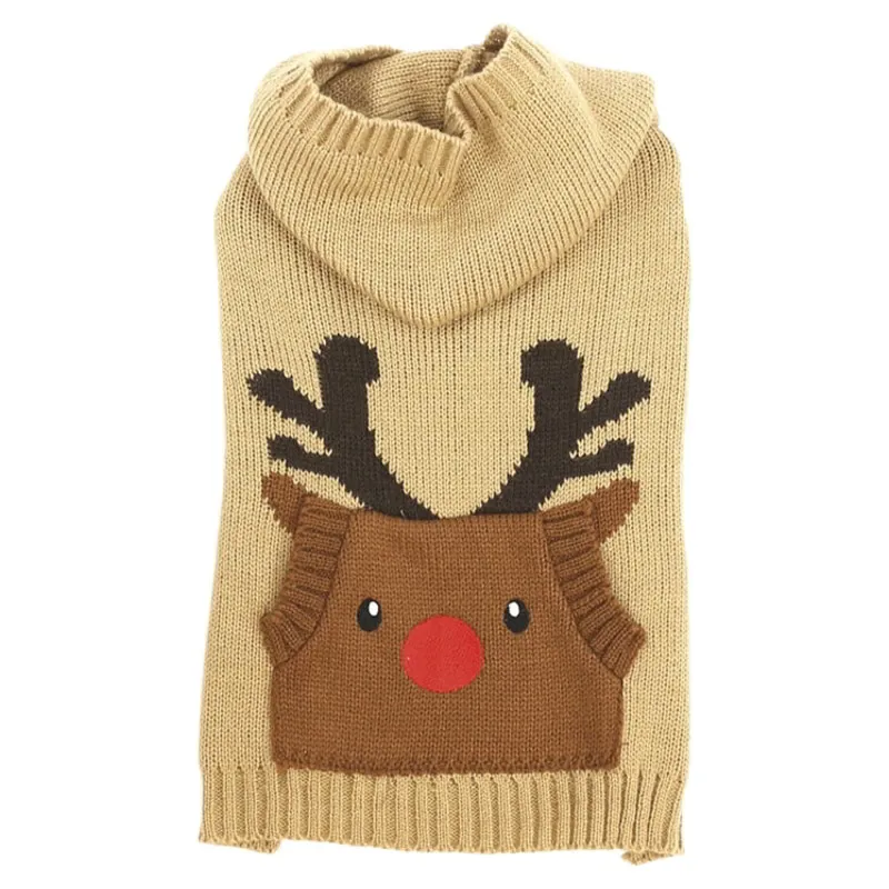 Happy Pet Reindeer Grandad Dog Sweater - Brown