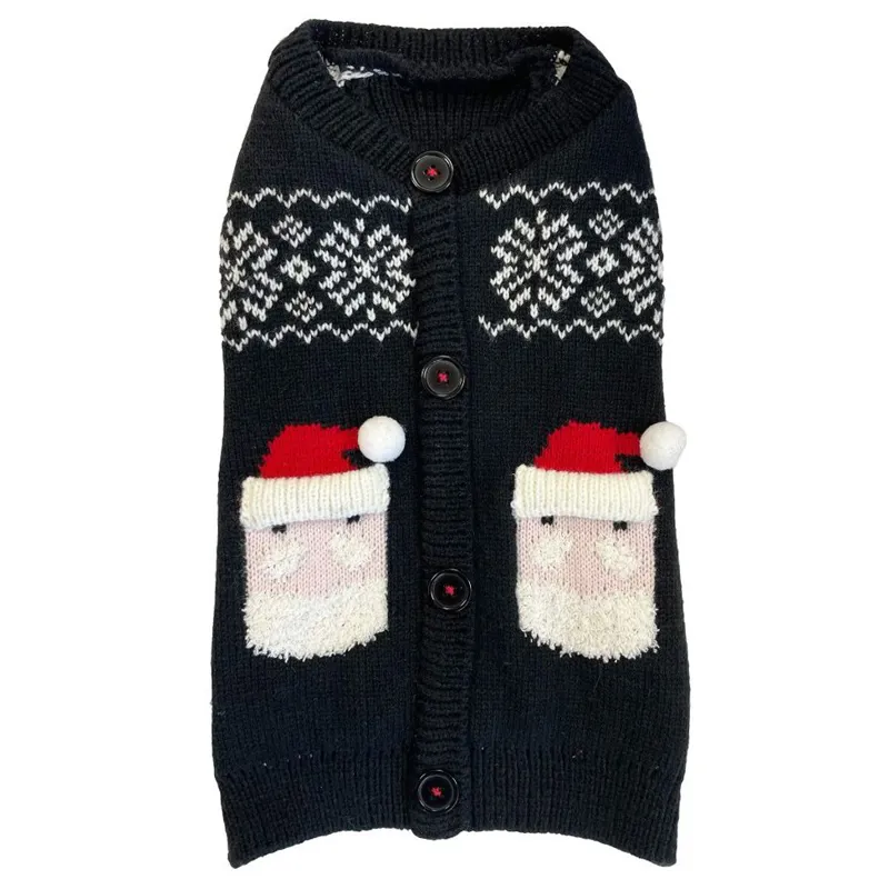 Happy Pet Christmas Santa Cardigan Dog Sweater - Navy