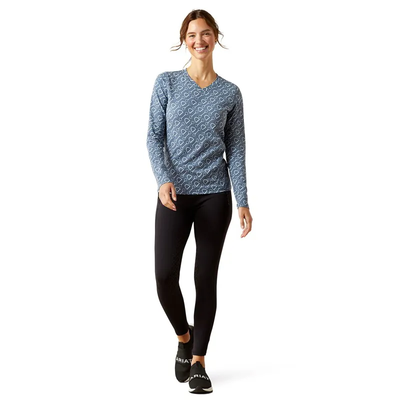 Ariat Hardwear Print Long Sleeve Womens Tee - China Blue-1