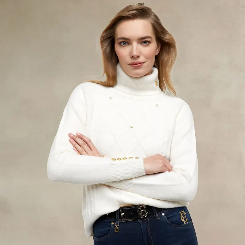 Holland Cooper Harlow Ladies Knit Sweater - Ecru