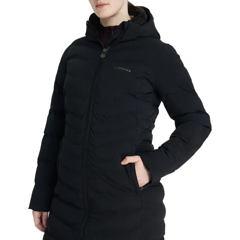 LeMieux Hayley Women's Water Resistant Long Line Puffer Jacket - Black-6