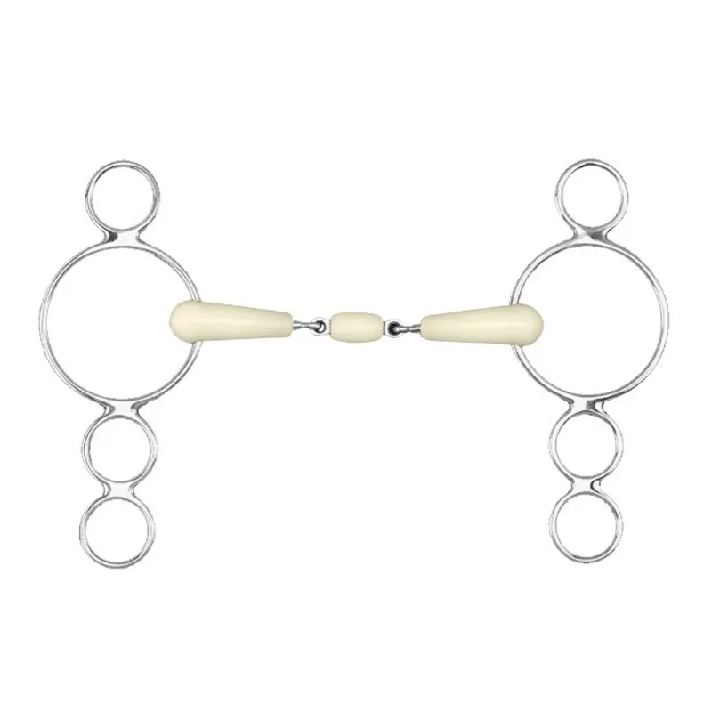 Happy Mouth HB2822 Double Jointed Continental 3 Ring Dutch Gag Bit