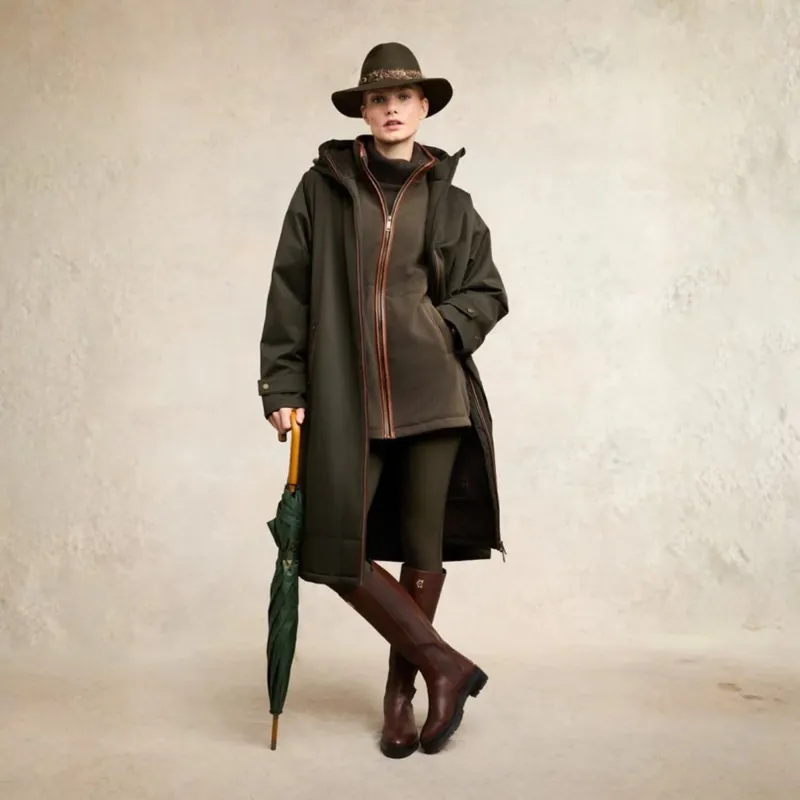 Holland Cooper Longline Country Fleece Womens Jacket - Khaki-4