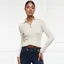 Holland Cooper Ava Half Zip Cable Knit Ladies Sweater - Almond