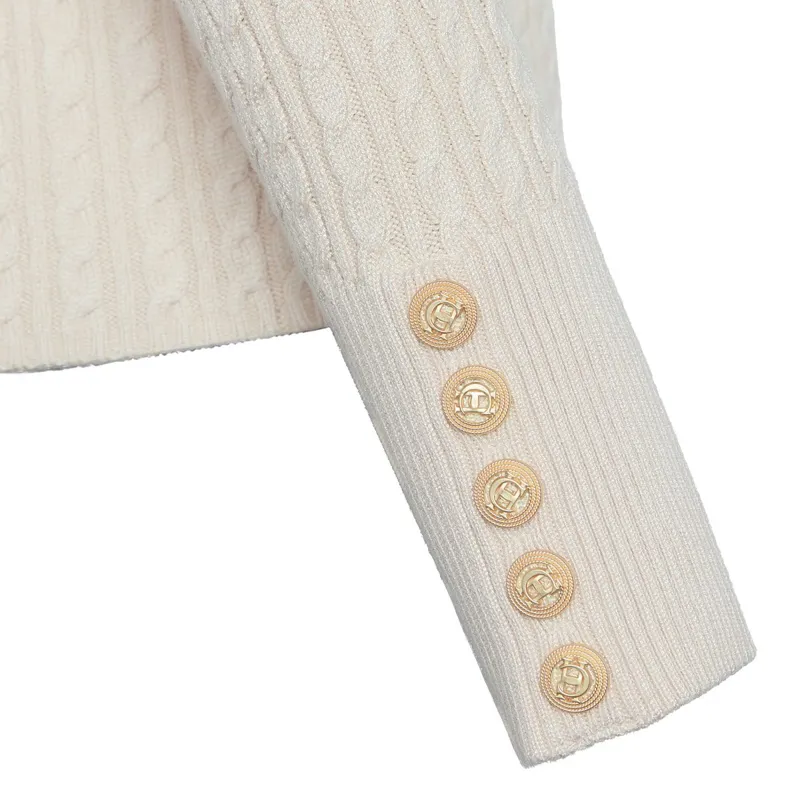 Holland Cooper Ava Half Zip Cable Knit Ladies Sweater - Almond-3
