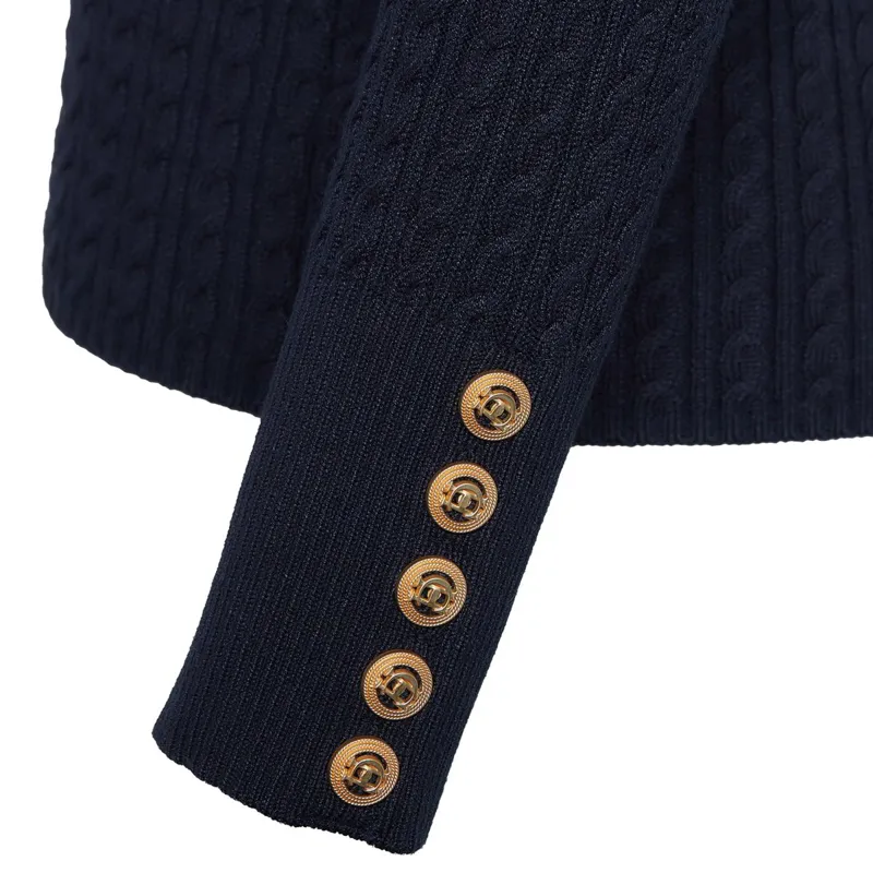 Holland Cooper Ava Half Zip Cable Knit Womens Sweater Ink Navy-3
