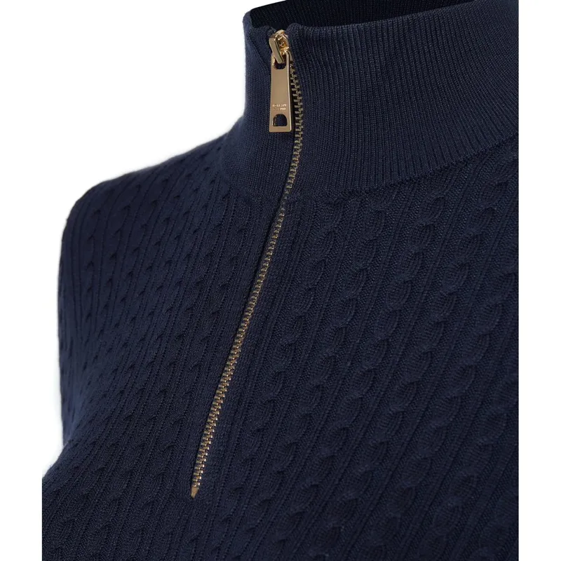 Holland Cooper Ava Half Zip Cable Knit Womens Sweater Ink Navy-4