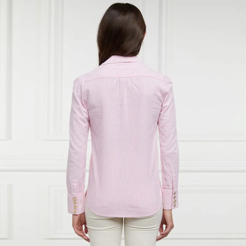 Holland Cooper Classic V-Neck Ladies Blouse - Pink Stripe-1