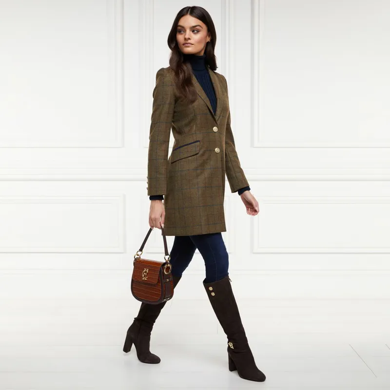 Holland Cooper Highgrove Womens Tailored Coat - Glen Green-6