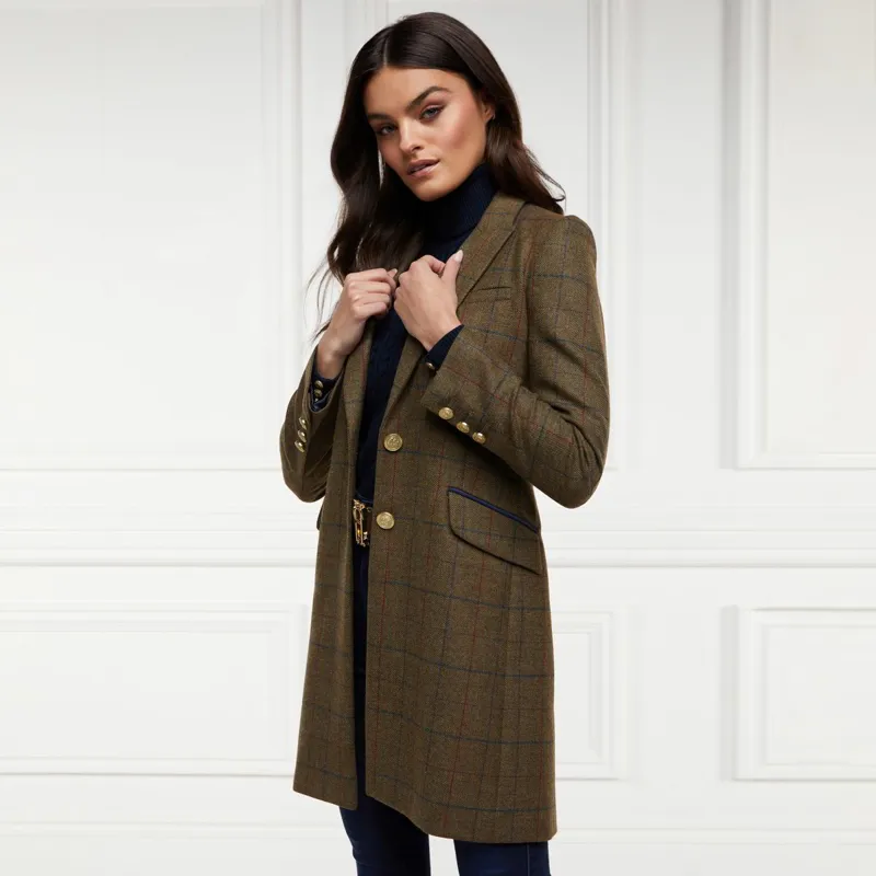 Holland Cooper Highgrove Womens Tailored Coat - Glen Green-1