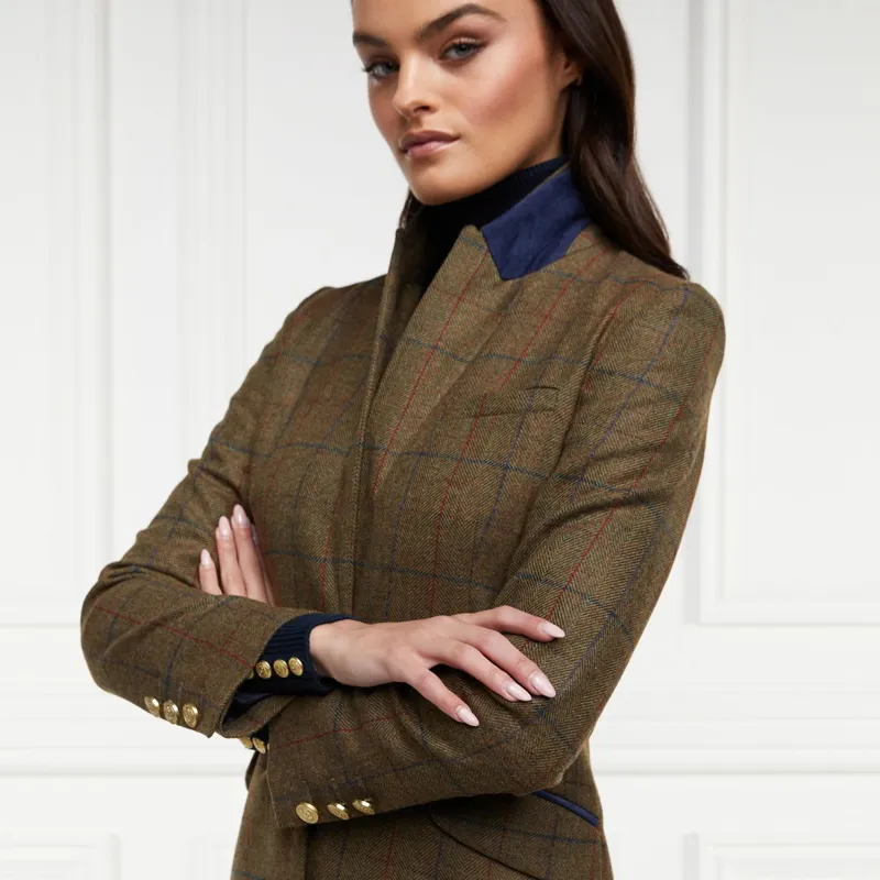 Holland Cooper Highgrove Womens Tailored Coat - Glen Green-3