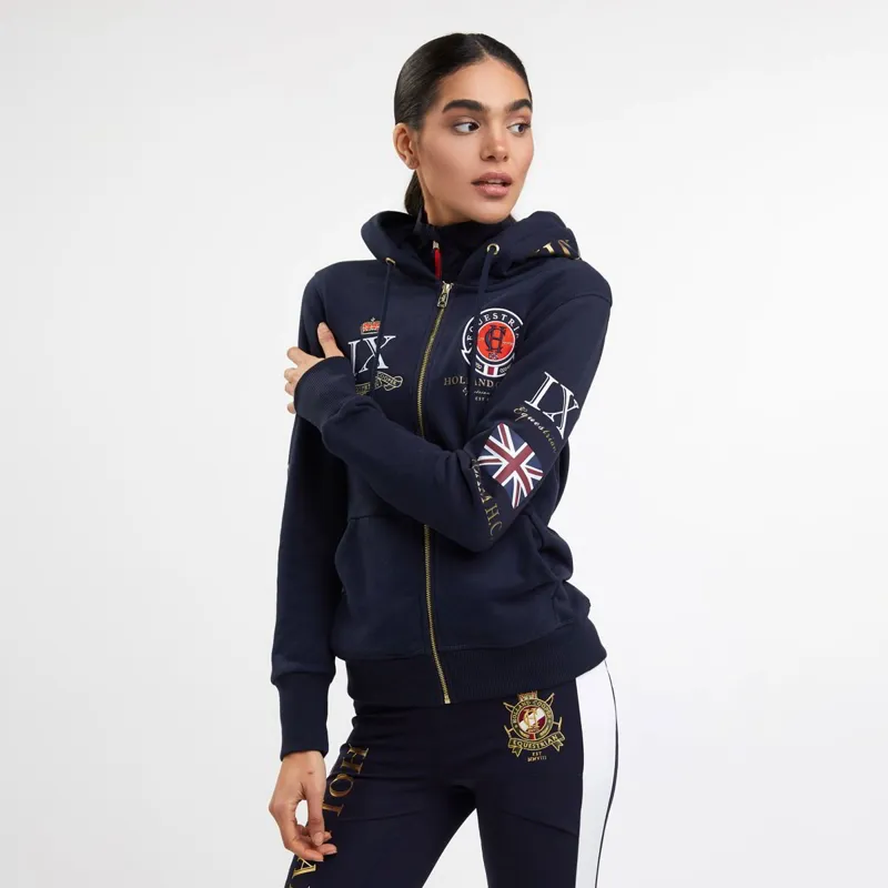 Holland Cooper Team Womens Zip Hoodie - Ink Navy-5