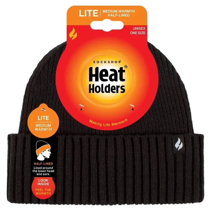 Heat Holders Ashwood Mens Lite Ribbed Beanie - Black-1