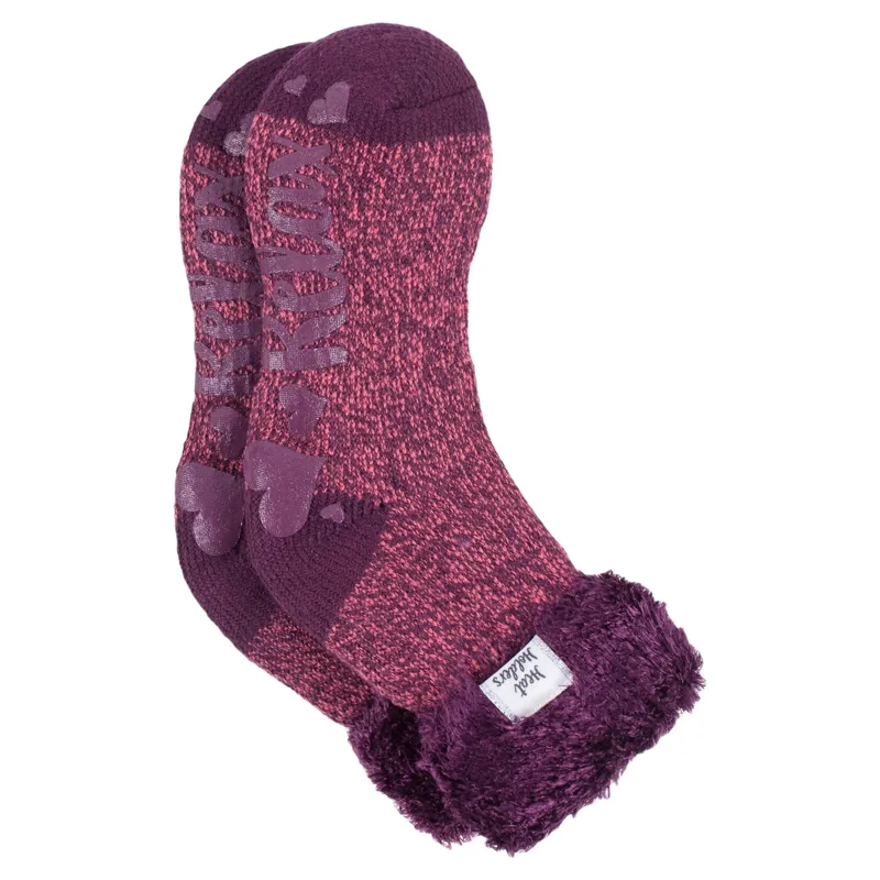 Heat Holders Original Womens Feather Top Lounge Socks - Coral Twist-3