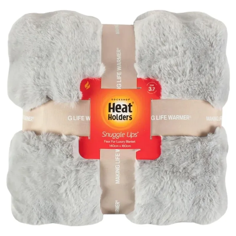 Heat Holders FAUX FUR Lux Blanket - Light Gray-1