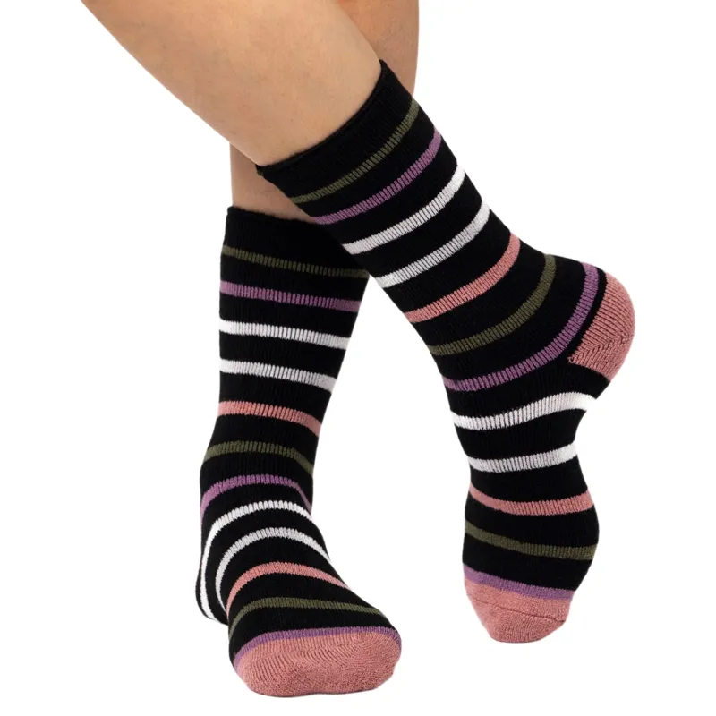 Heat Holders Annika Womens Lite Classic Stripe Crew Socks - Black