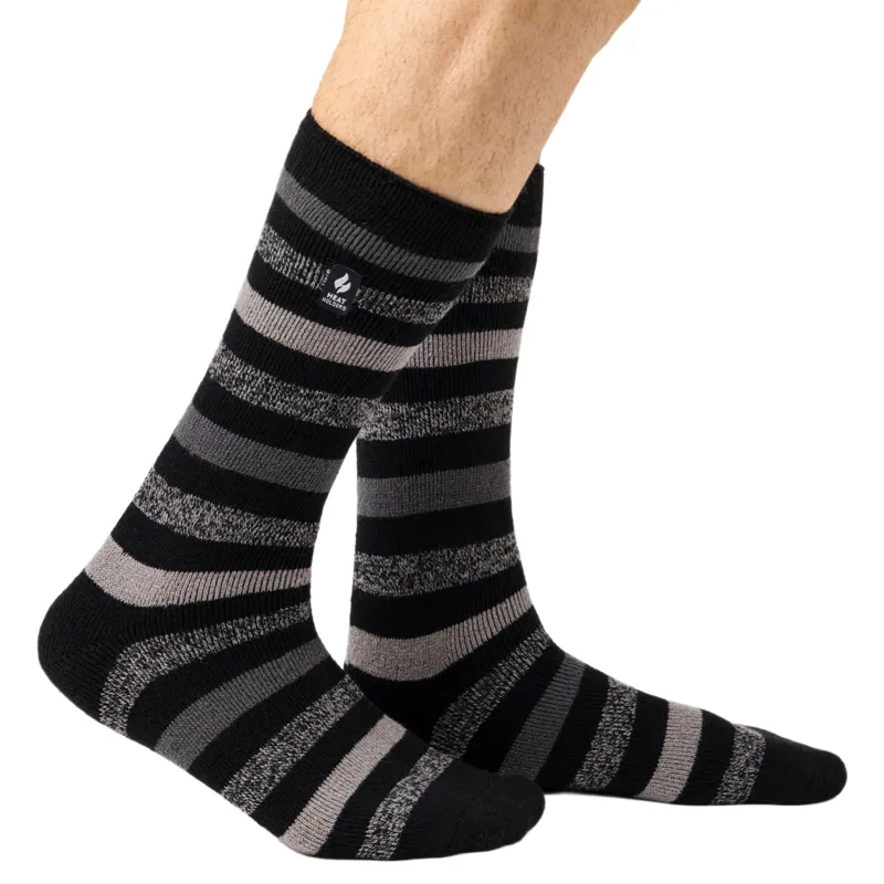 Heat Holders Men's Lite Split Stripe Socks - Black