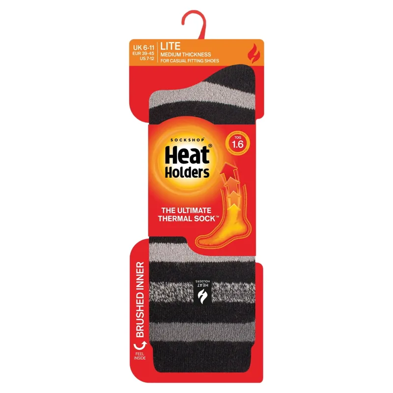 Heat Holders Men's Lite Split Stripe Socks - Black-2