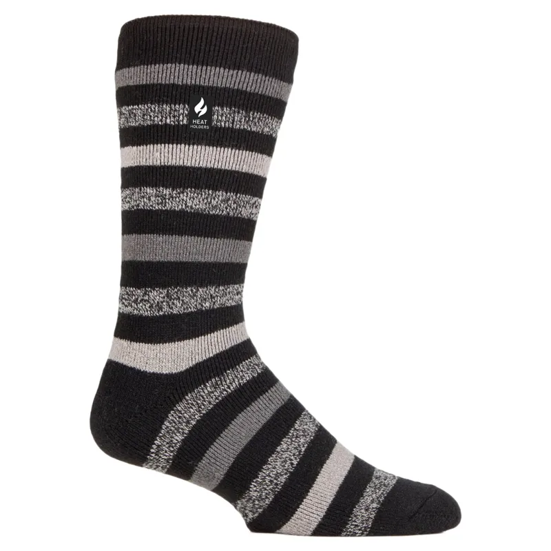 Heat Holders Men's Lite Split Stripe Socks - Black-1