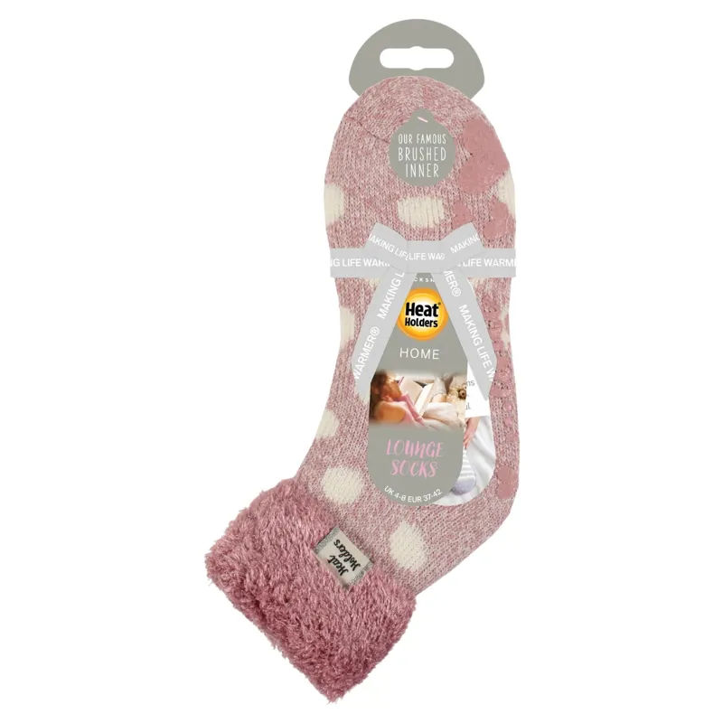 Heat Holders Original Women's Feather Top Lounge Socks - Rose Blush/Cream-1